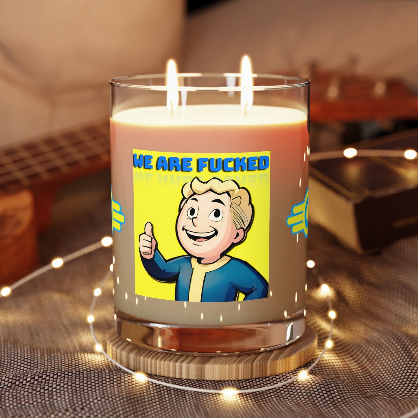 Scented Candle - Vaultboy Fallout Design, Glass, 11oz - Gamer Gift, Gaming Decor, Funny Candle, Novelty Present, Handmade Aromatherapy