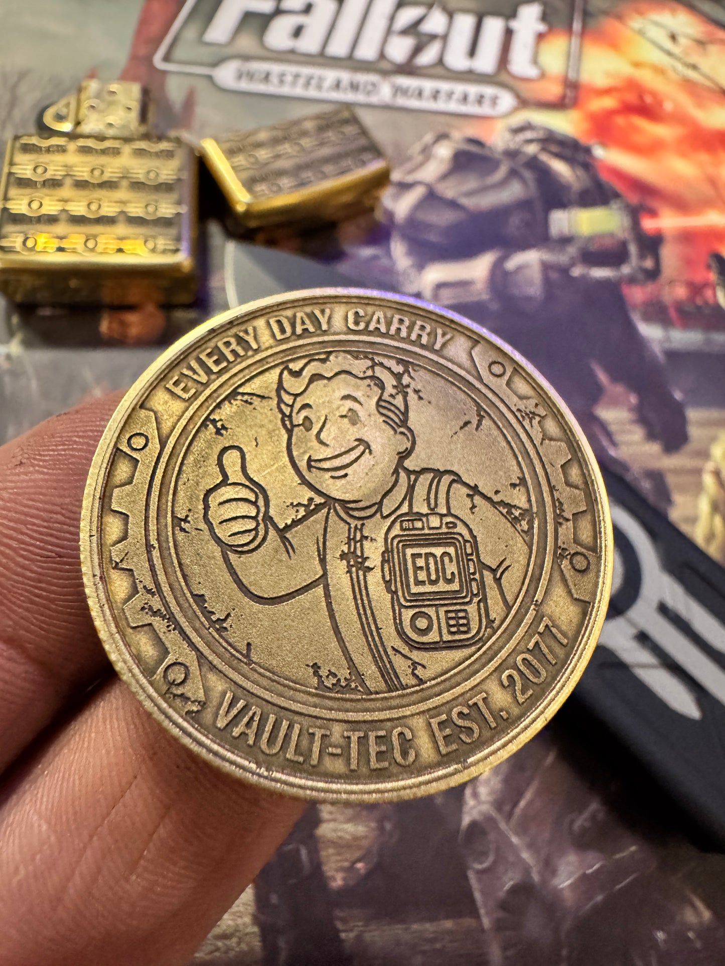 “Edc boy”brass engraved coin