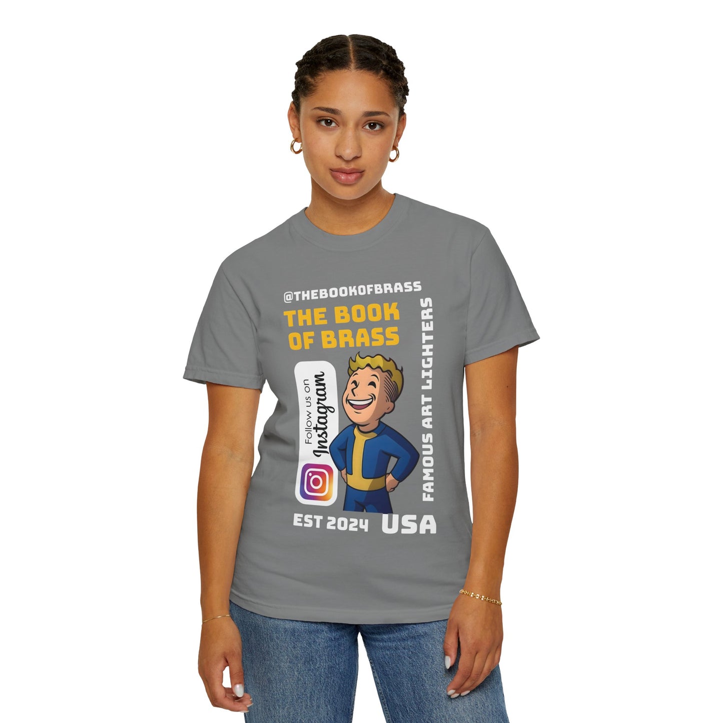 Art lighter Company T-shirt, Official Book of Brass Tee, Unisex Garment-Dyed Shirt, Unique Mens Womens Top, Retro Music Band Merch