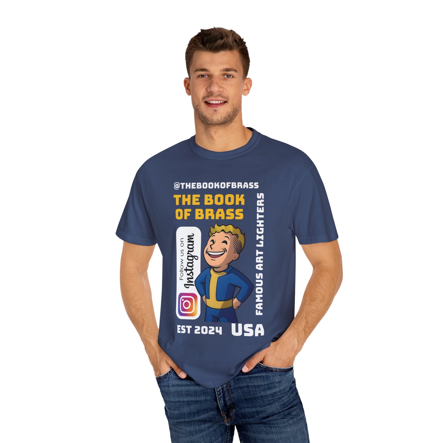 Art lighter Company T-shirt, Official Book of Brass Tee, Unisex Garment-Dyed Shirt, Unique Mens Womens Top, Retro Music Band Merch