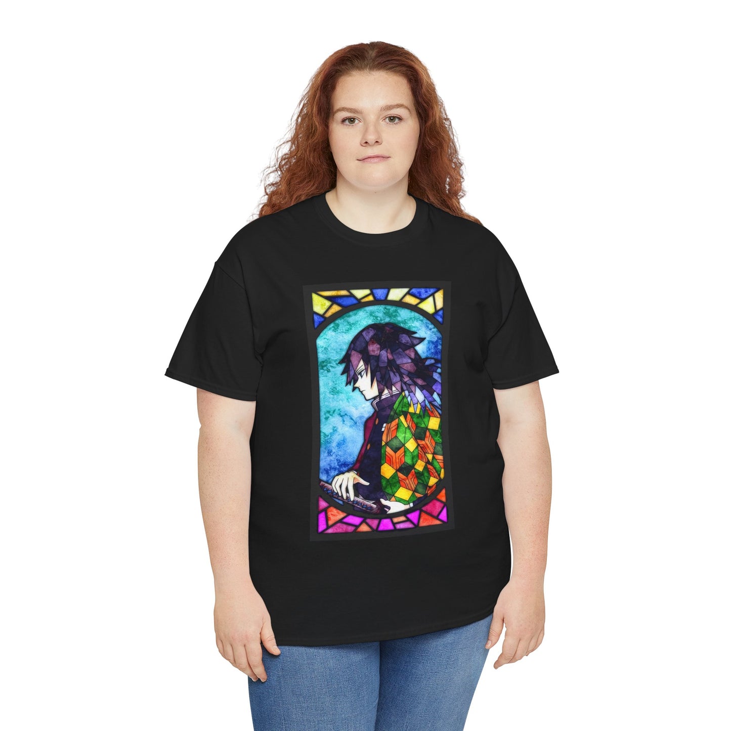 demon Slayer stained glass Artistic Unisex Cotton Tee