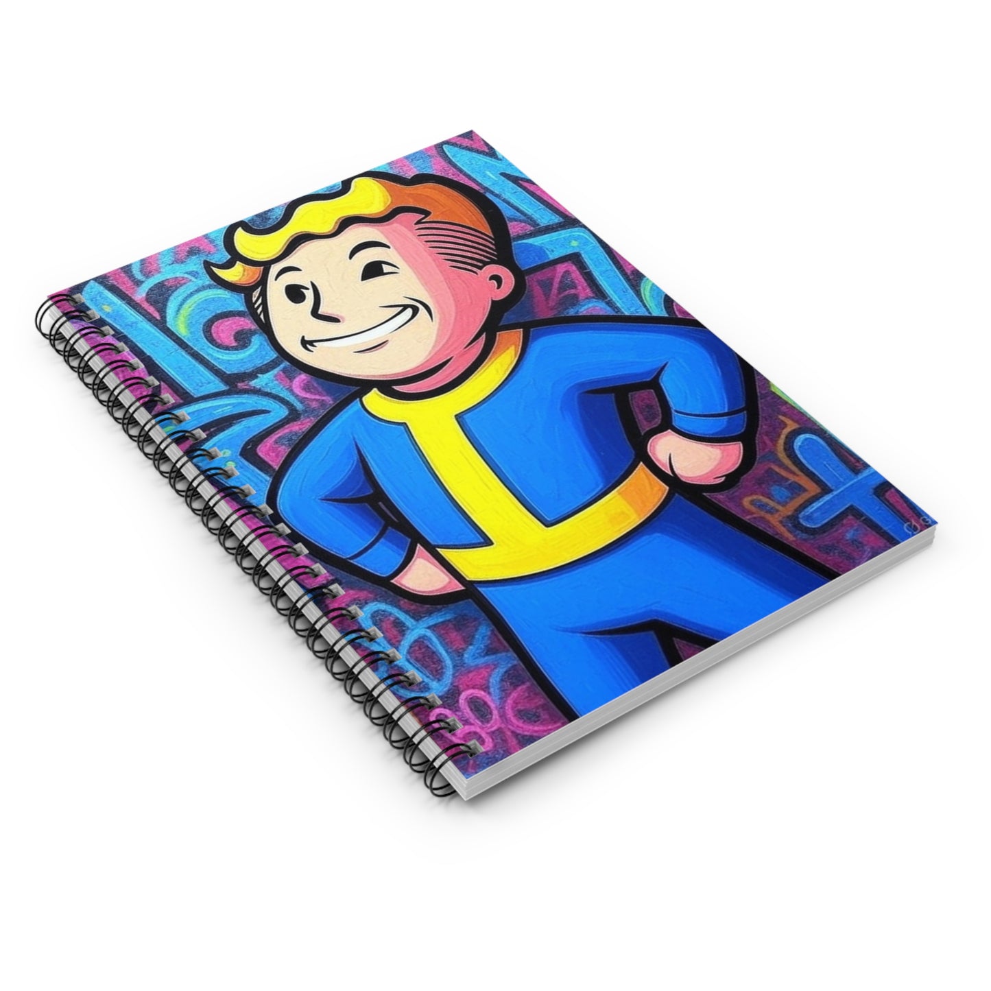 Vibrant Spiral Notebook, Fun Journal for Students, Graffiti Art Notepad, Cool School Supplies, Gift for Gamers