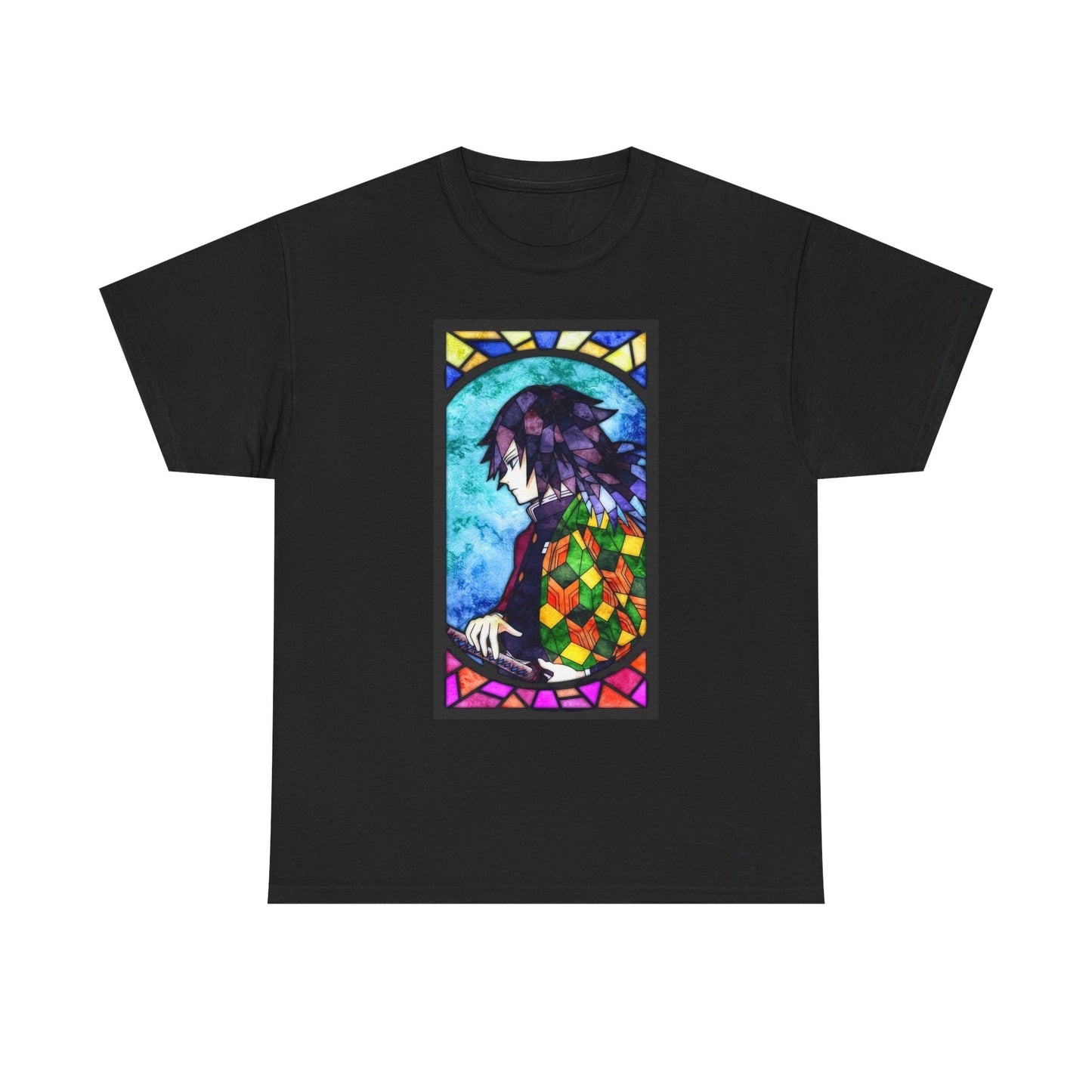 demon Slayer stained glass Artistic Unisex Cotton Tee