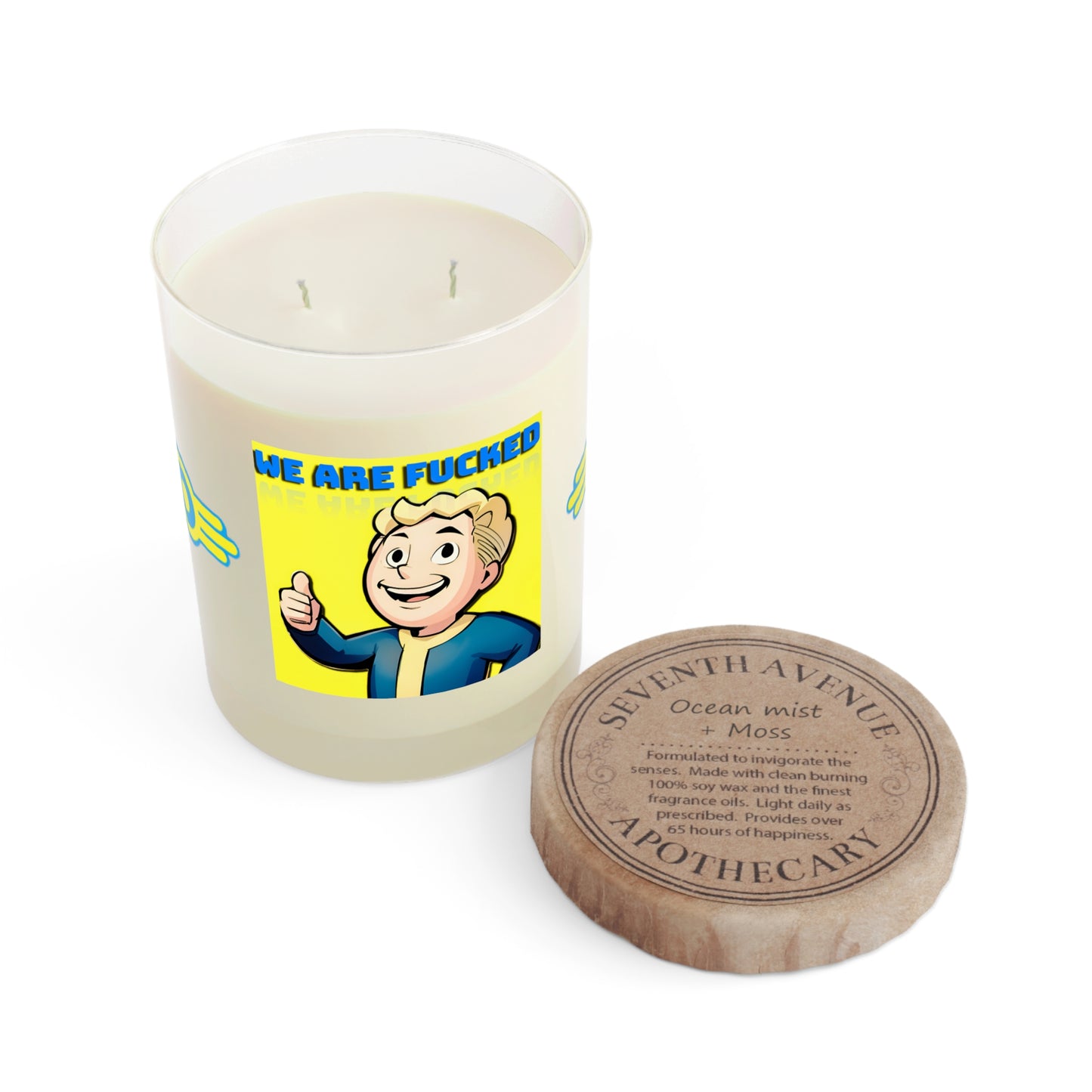 Scented Candle - Vaultboy Fallout Design, Glass, 11oz - Gamer Gift, Gaming Decor, Funny Candle, Novelty Present, Handmade Aromatherapy
