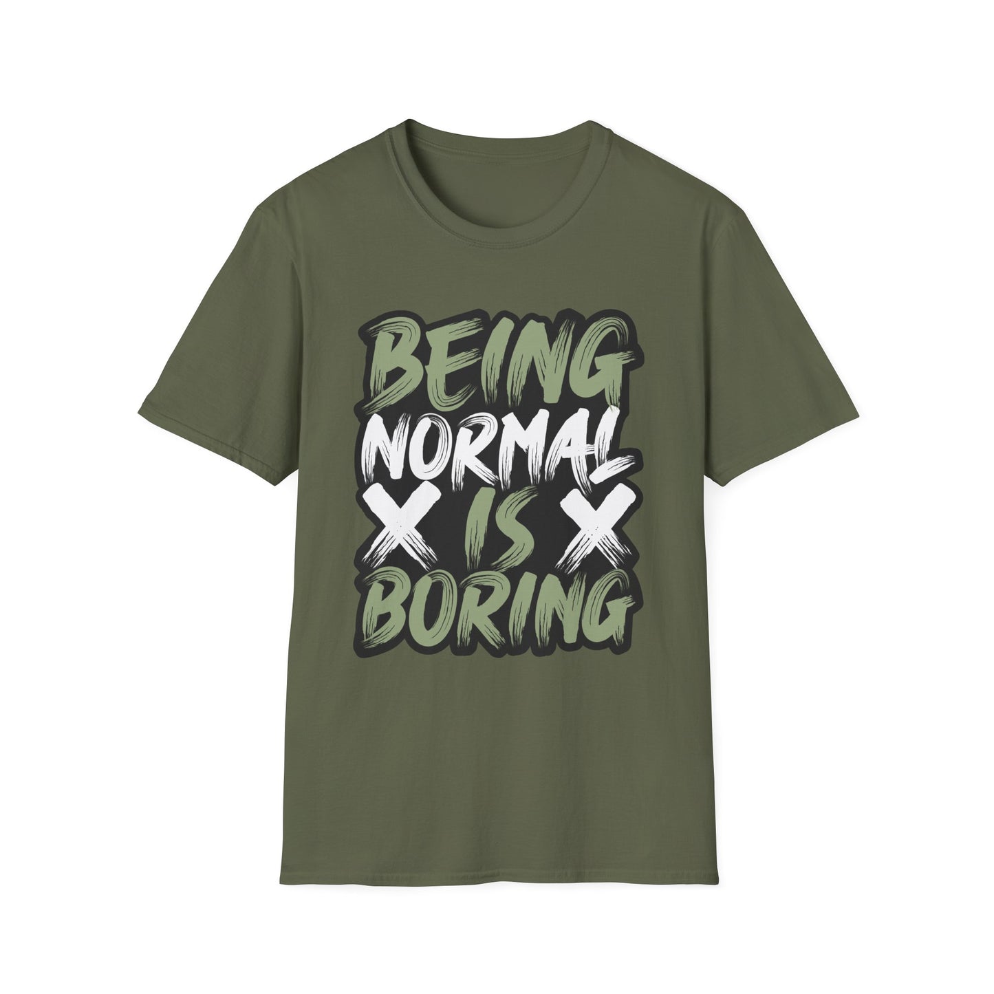 Normal is Boring Unisex Softstyle T-Shirt, Unique Tee, Funny Shirt, Cool Graphic Top, Gift for Him or Her