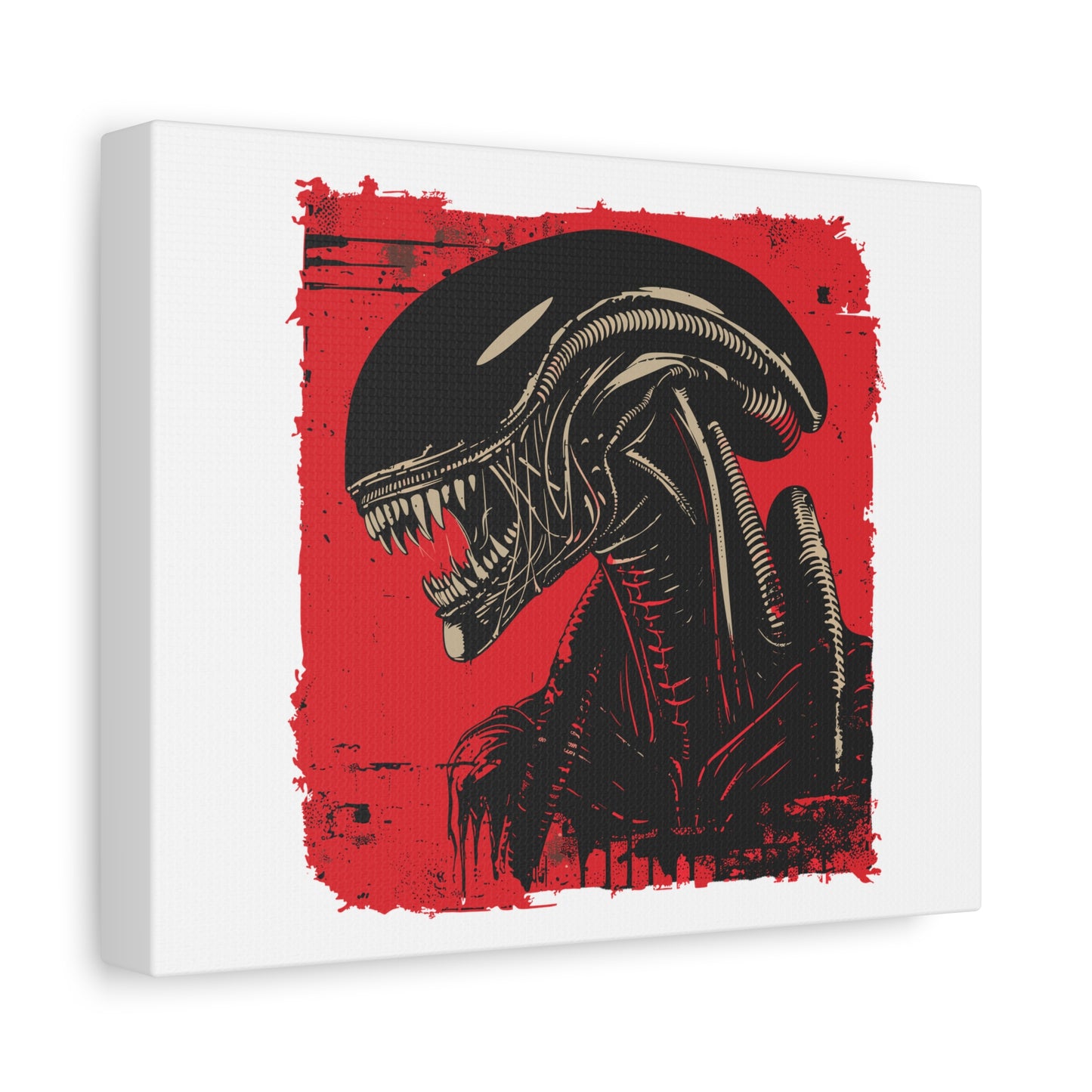 Alien-Inspired Matte Canvas Art | Stretched Wall Decor for Sci-Fi Lovers, Home Office, Unique Gift, Red and Black Artwork, Movie Art