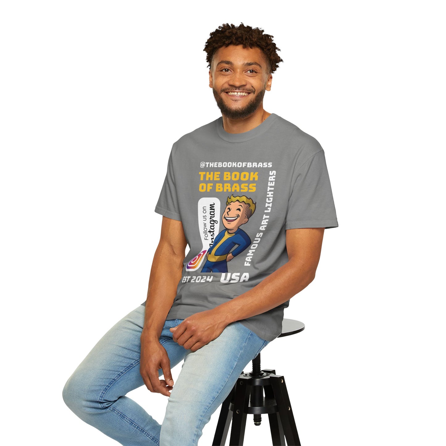 Art lighter Company T-shirt, Official Book of Brass Tee, Unisex Garment-Dyed Shirt, Unique Mens Womens Top, Retro Music Band Merch