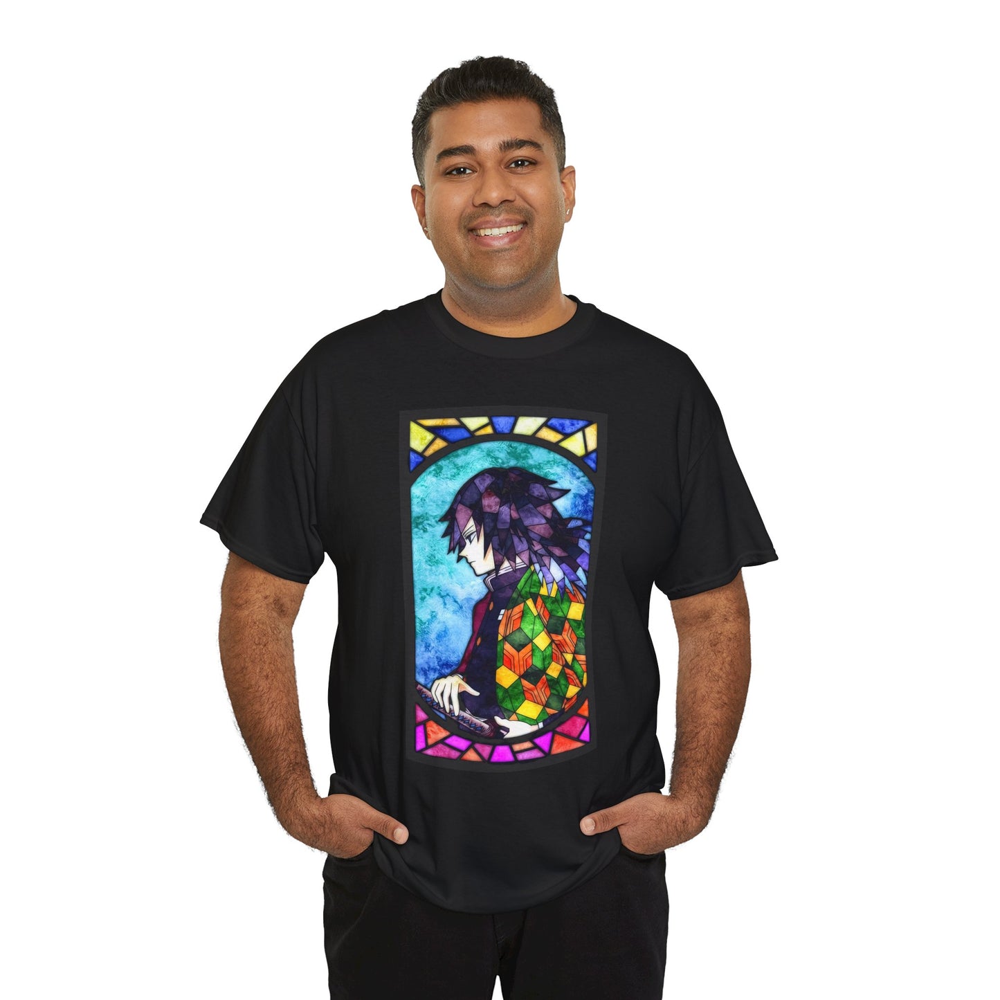 demon Slayer stained glass Artistic Unisex Cotton Tee