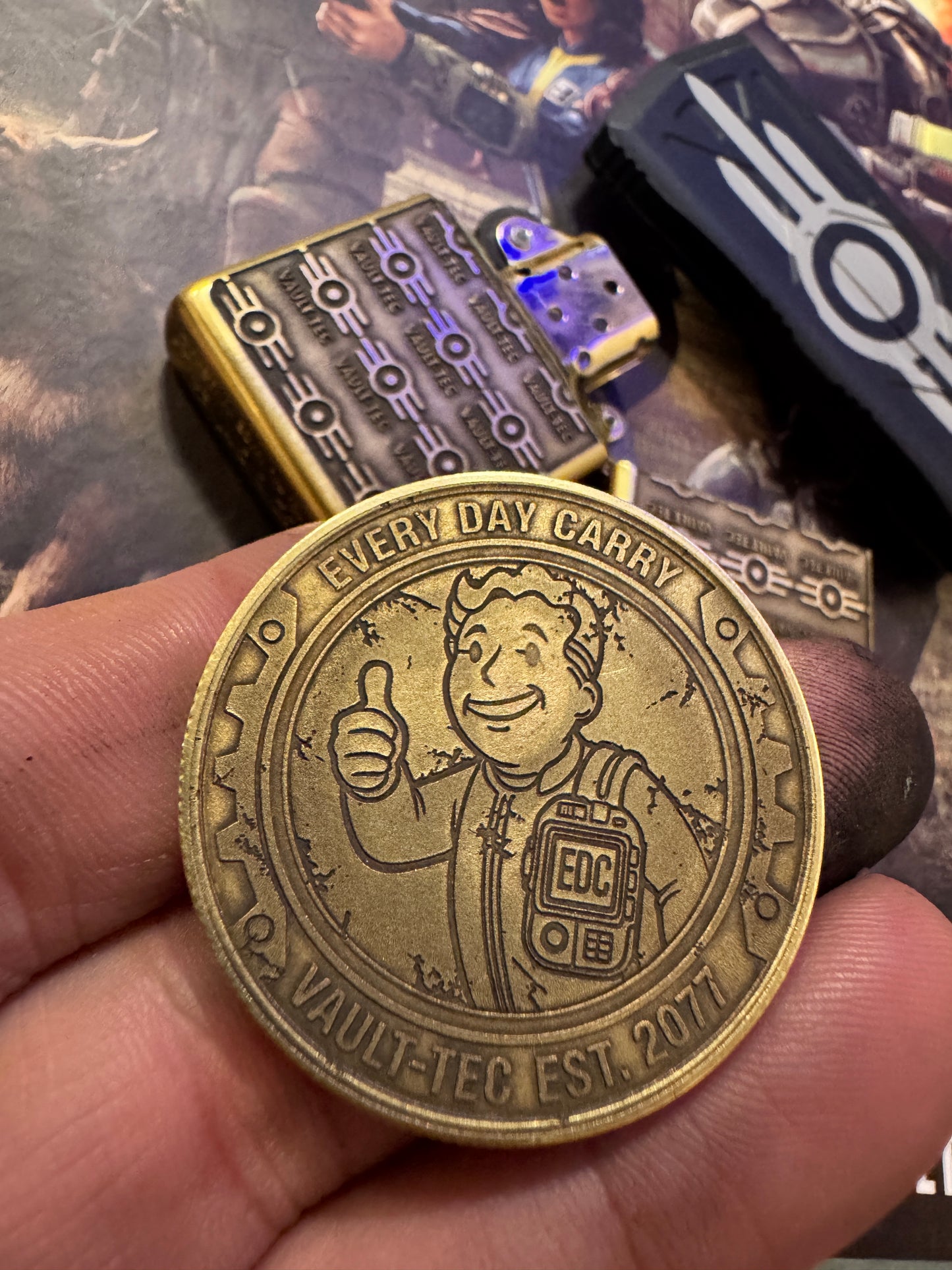 “Edc boy”brass engraved coin