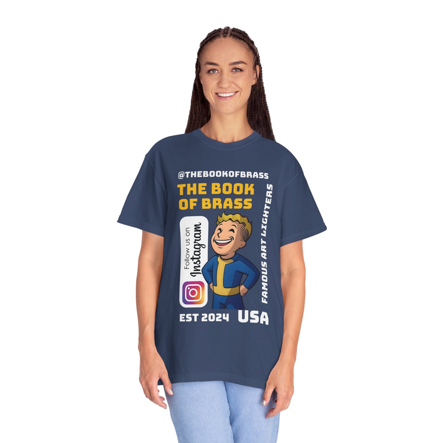 Art lighter Company T-shirt, Official Book of Brass Tee, Unisex Garment-Dyed Shirt, Unique Mens Womens Top, Retro Music Band Merch