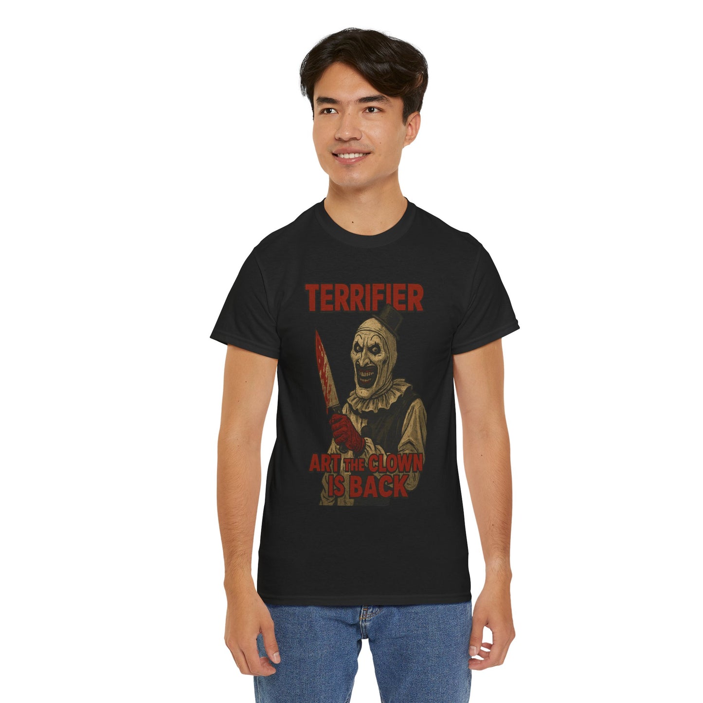 Terrifier Horror Fan Tee, Unisex Cotton Shirt, Scary Movie Merchandise, Gift for Horror Lovers, Halloween Clothing