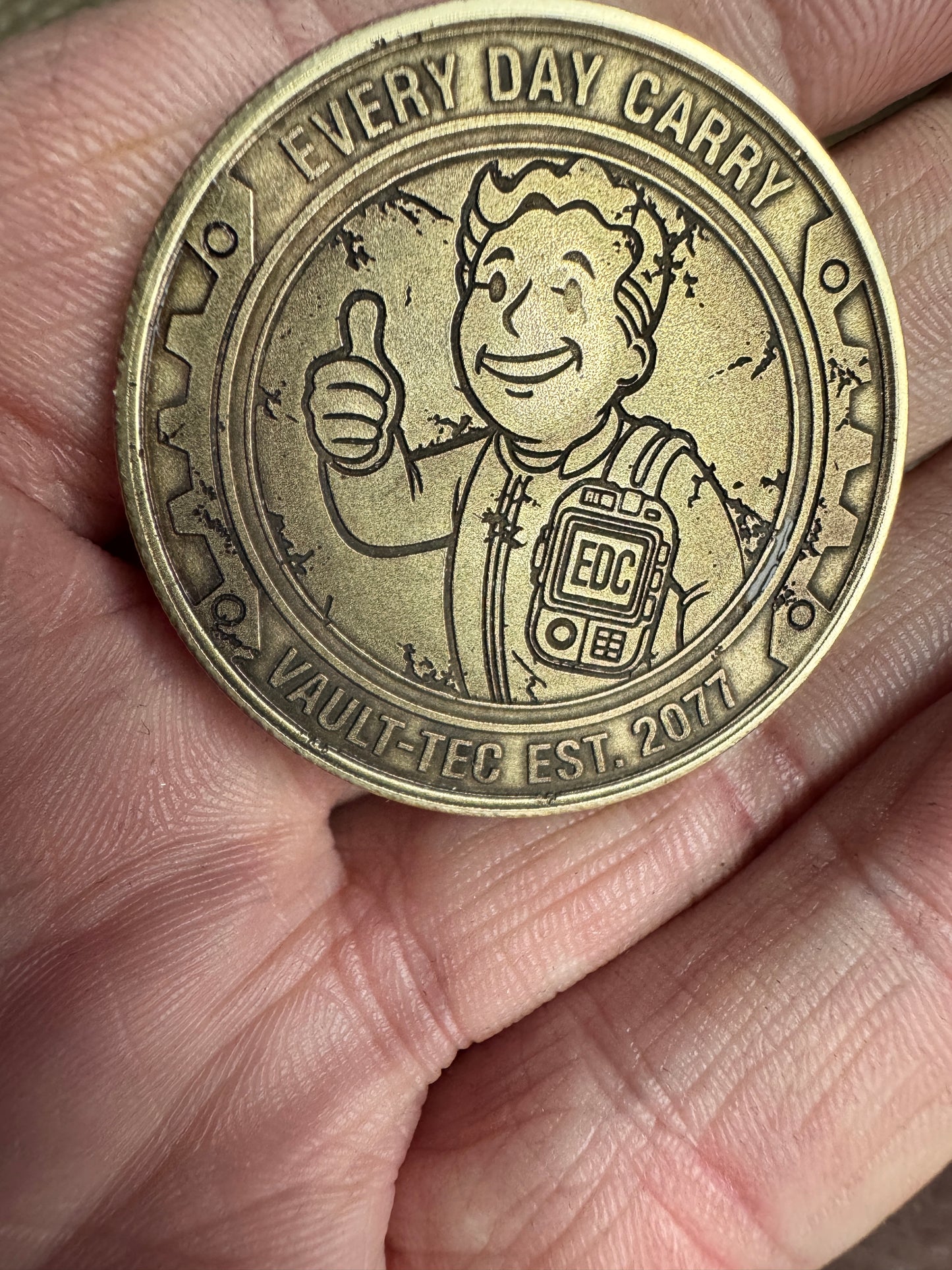 “Edc boy”brass engraved coin