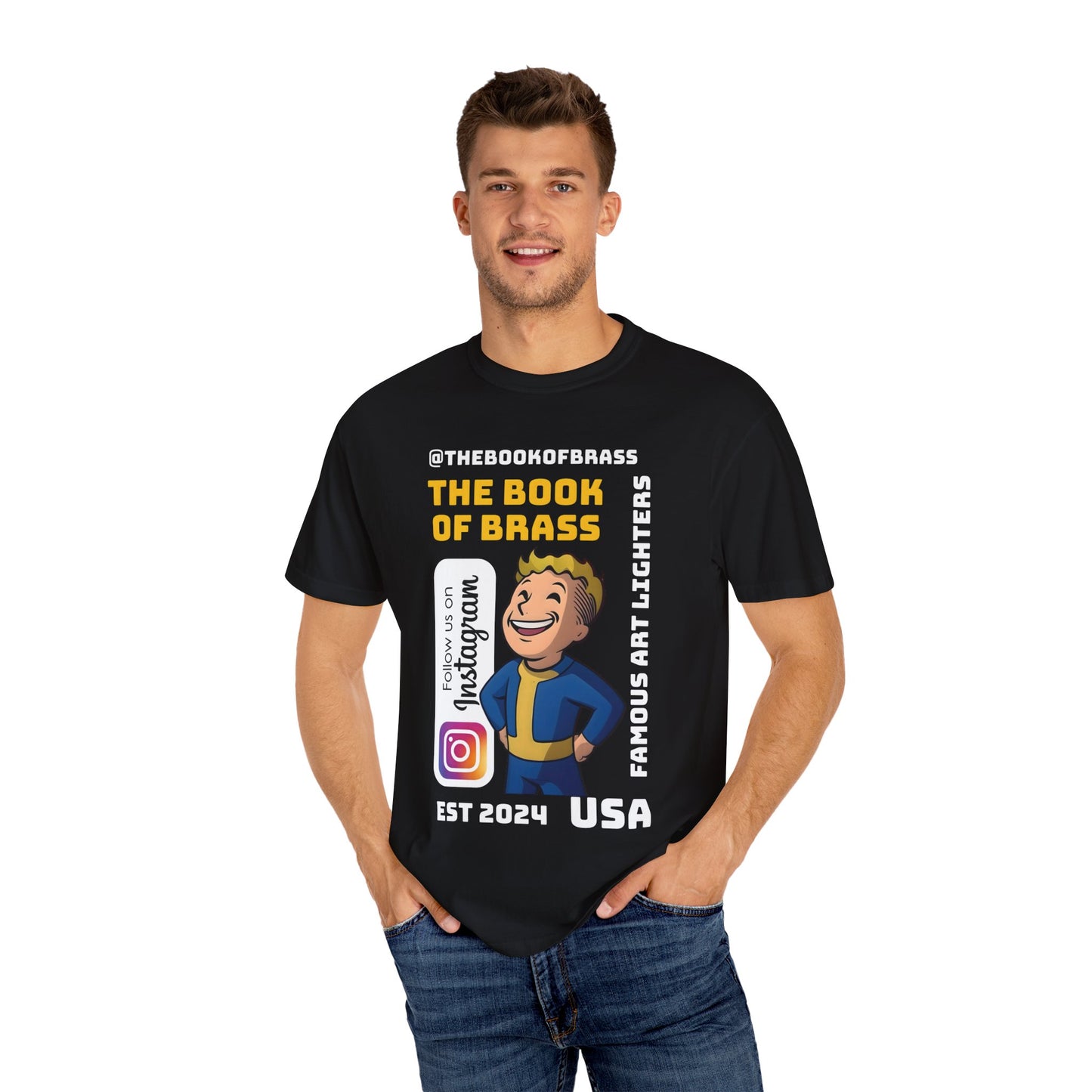 Art lighter Company T-shirt, Official Book of Brass Tee, Unisex Garment-Dyed Shirt, Unique Mens Womens Top, Retro Music Band Merch