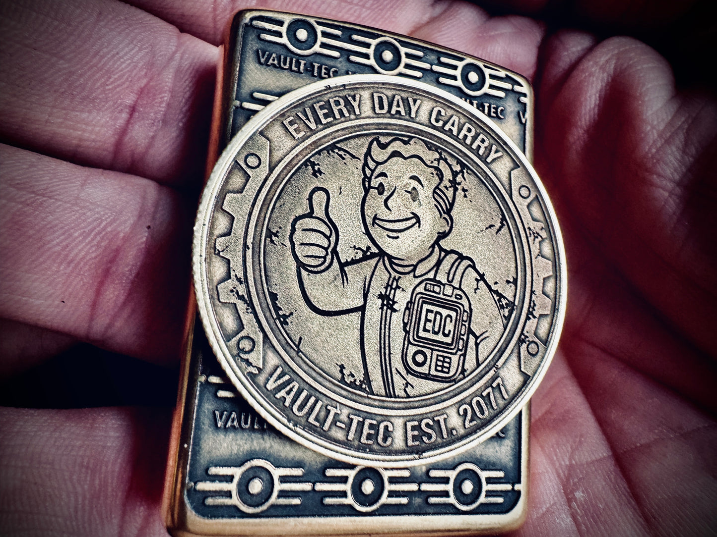 “Edc boy”brass engraved coin