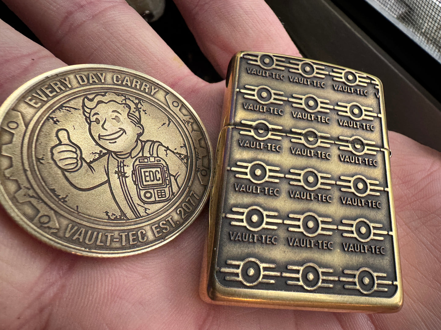 “Edc boy”brass engraved coin