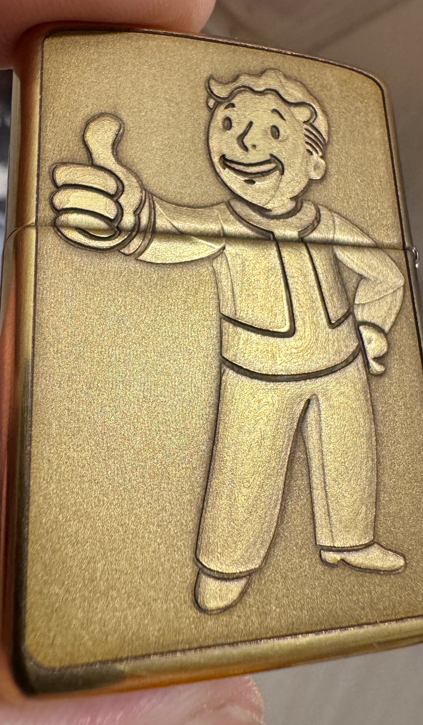 Fallout Vault Boy Brass Zippo - Deep Laser Engraved Art Lighter