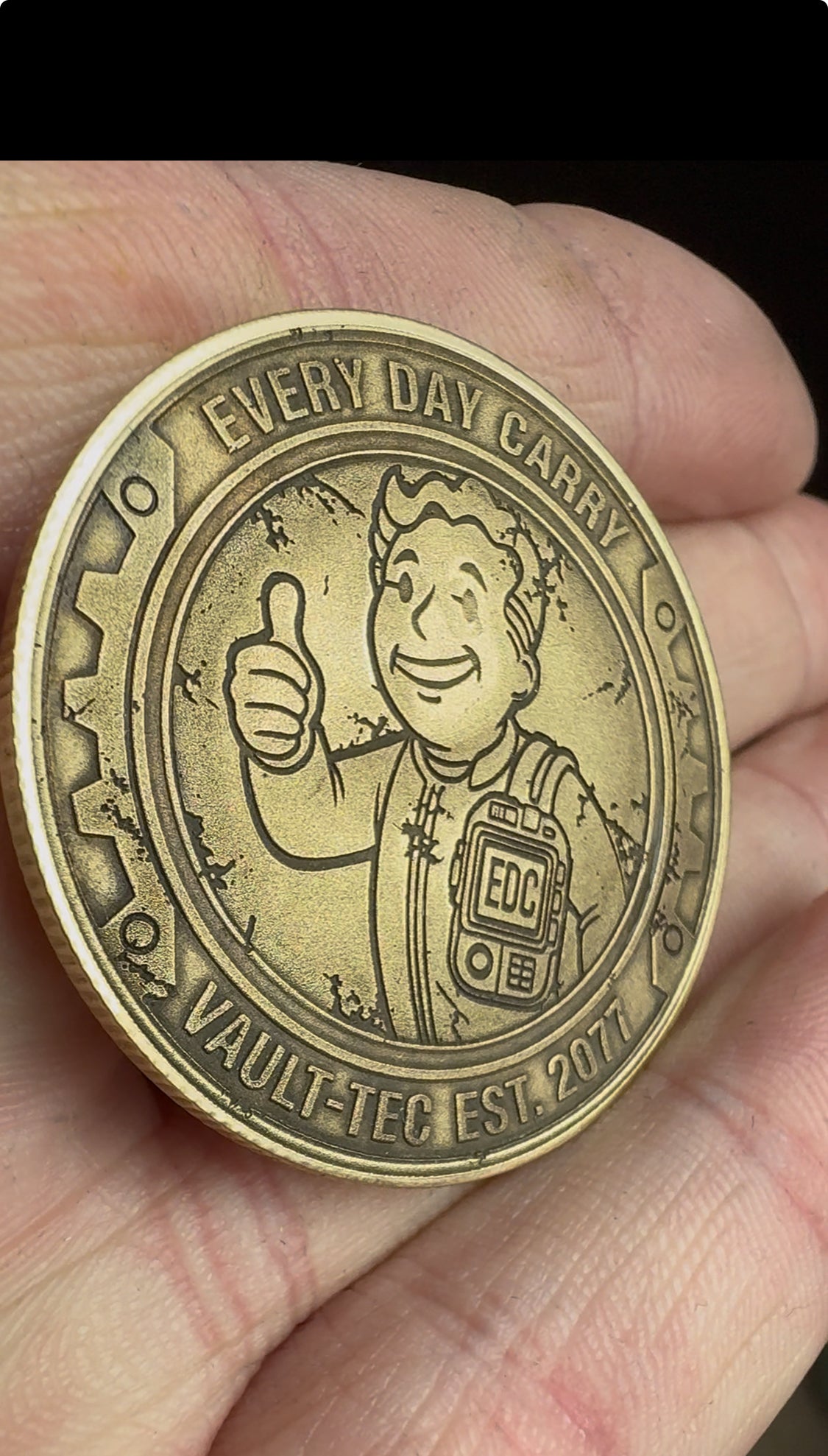 “Edc boy”brass engraved coin