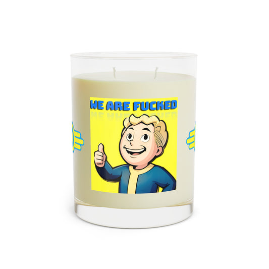Scented Candle - Vaultboy Fallout Design, Glass, 11oz - Gamer Gift, Gaming Decor, Funny Candle, Novelty Present, Handmade Aromatherapy