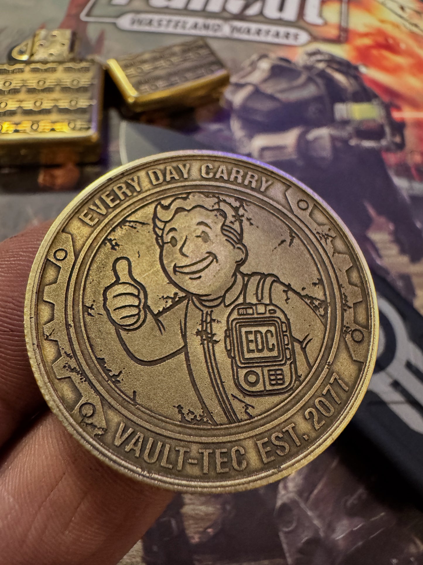 “Edc boy”brass engraved coin
