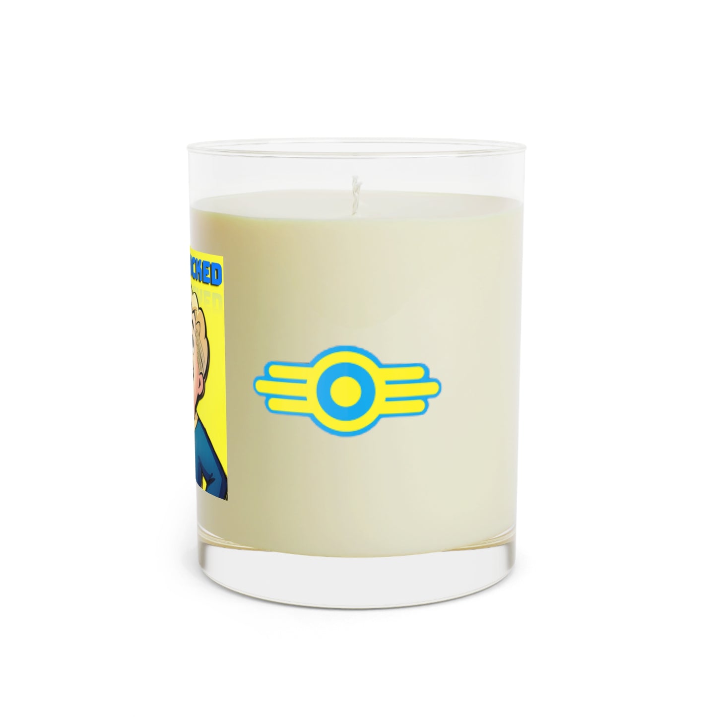 Scented Candle - Vaultboy Fallout Design, Glass, 11oz - Gamer Gift, Gaming Decor, Funny Candle, Novelty Present, Handmade Aromatherapy