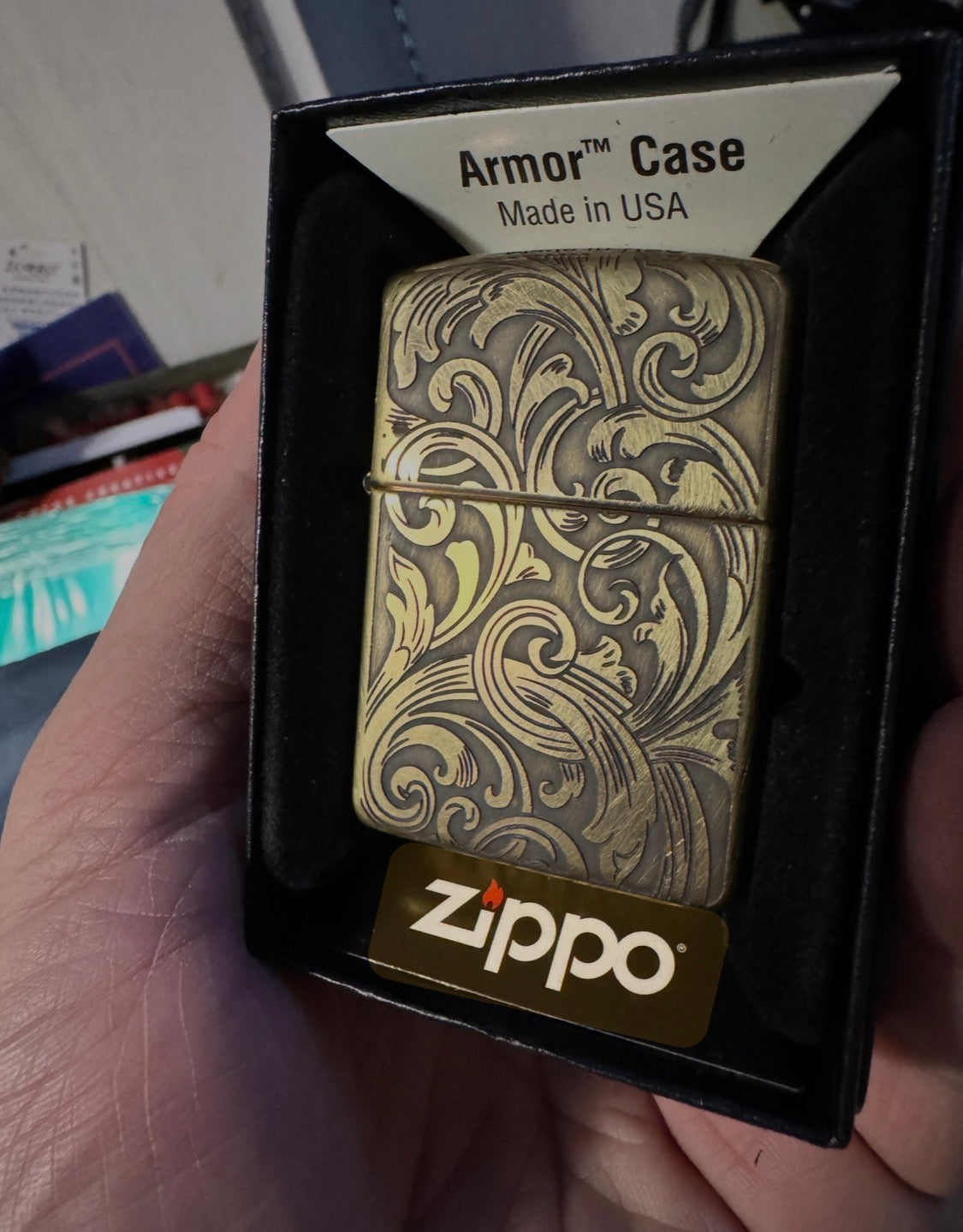 Sculpted Sroll: custom engraved Brass lighter
