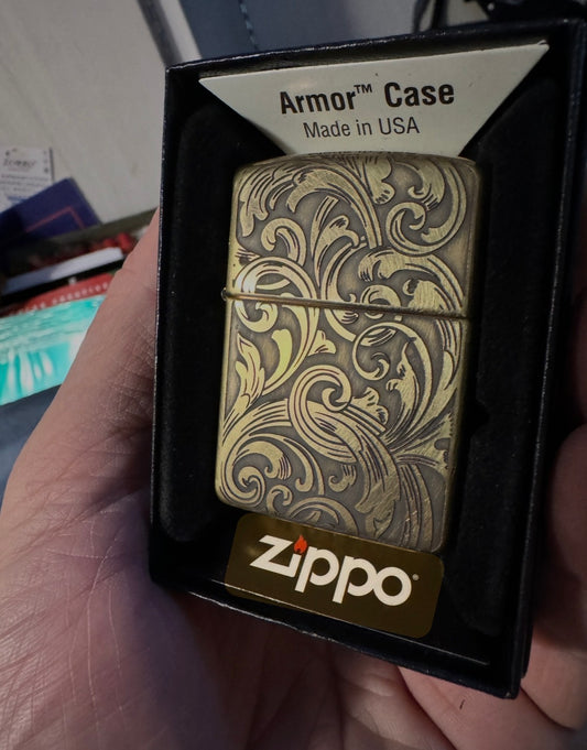 Sculpted Sroll: custom engraved Brass lighter